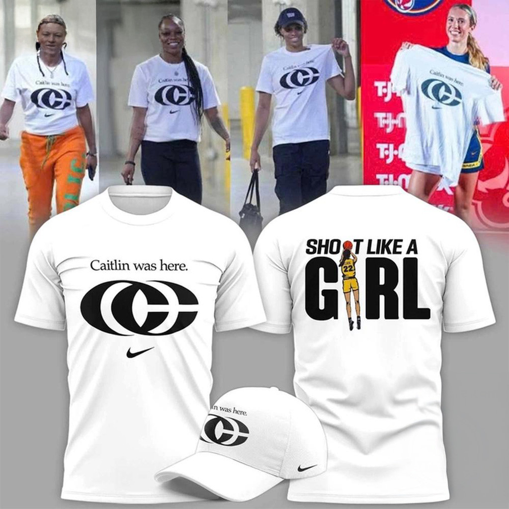 Caitlin Clark Merch Caitlin Was Here T-Shirt Shot Like A Girl Shirt Gifts For Basketball Fans-1
