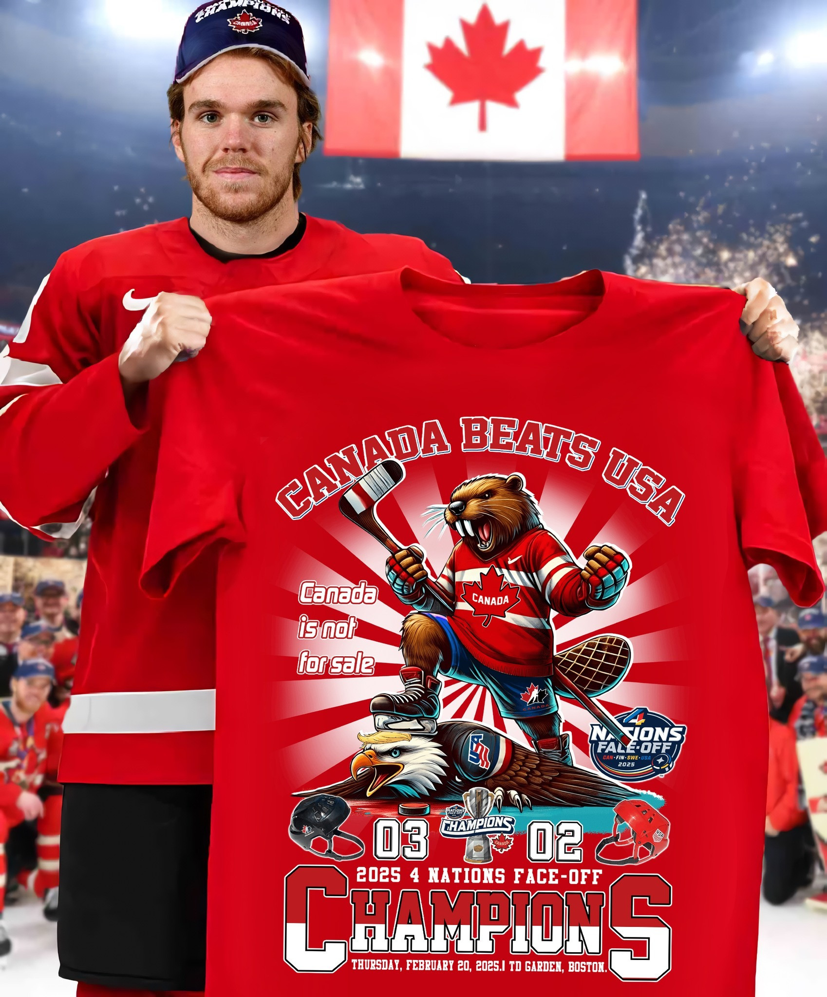 Canada Beats USA Hockey 4 Nation Face-Off Champions 2025 Shirt Canada Is Not For Sale-1 Canada Beats USA Hockey 4 Nation Face-Off Champions 2025 Shirt Canada Is Not For Sale-1