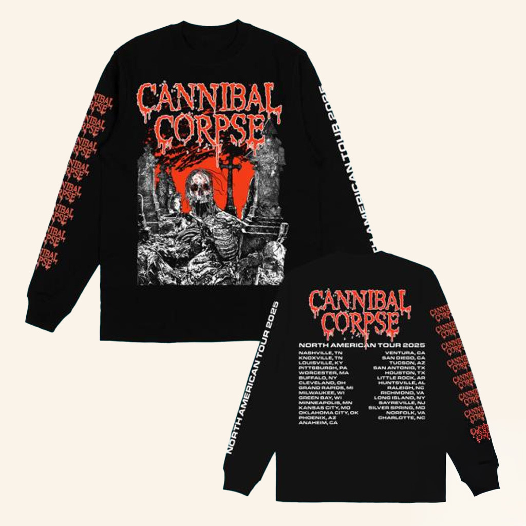 Cannibal Corpse Merch North American Tour 2025 Long Sleeve Shirt Gift For Music Fans-1