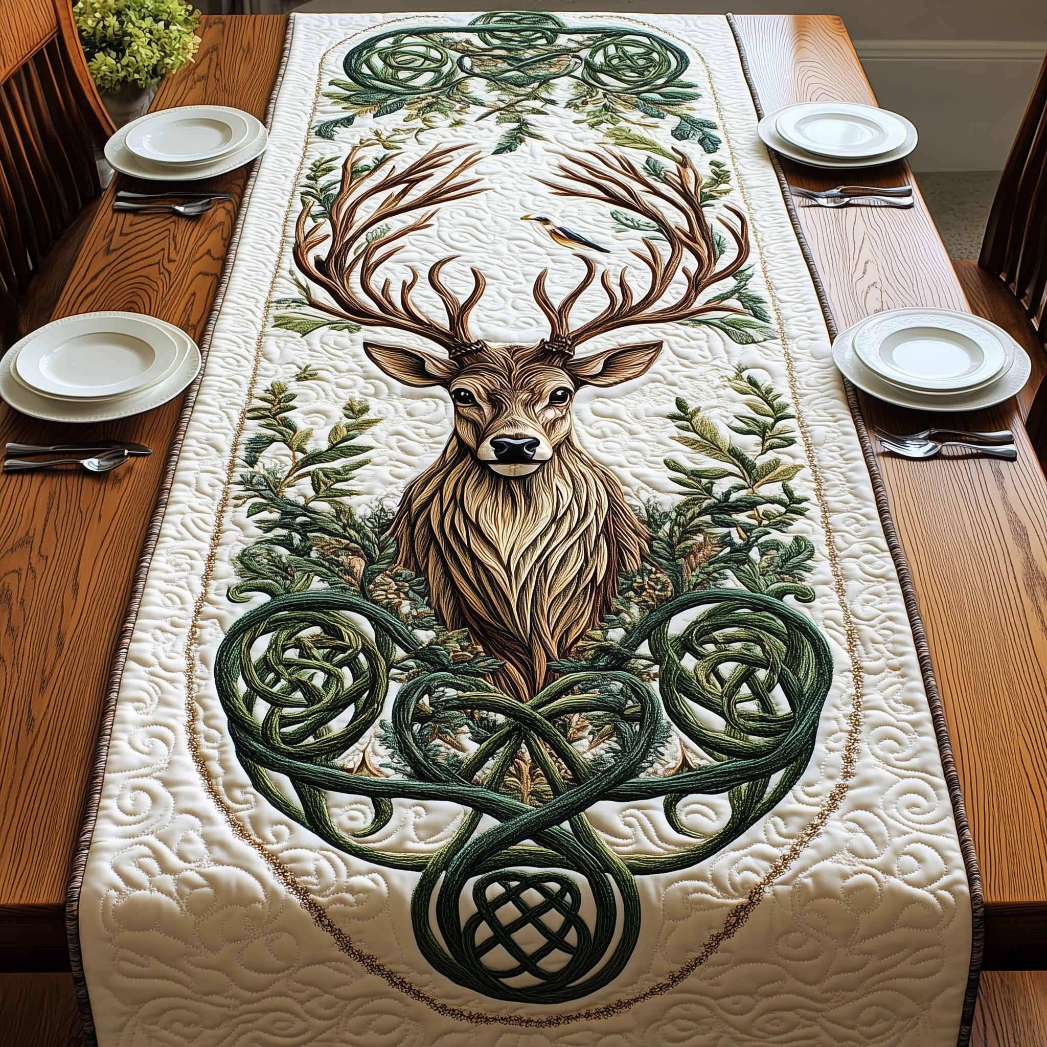 Celtic Forest Guardian Quilted Table Runner Best Valentine Day Gifts For Men-1