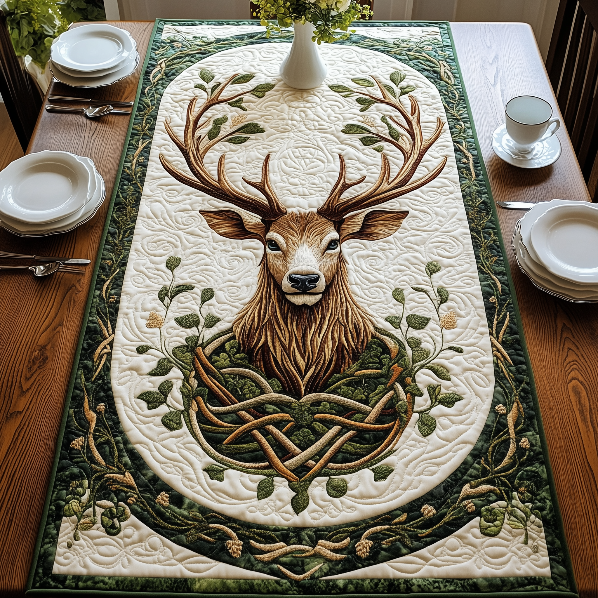 Celtic Woodland Spirit Quilted Table Runner Valentine Day Presents For Wife-1 Celtic Woodland Spirit Quilted Table Runner Valentine Day Presents For Wife-1