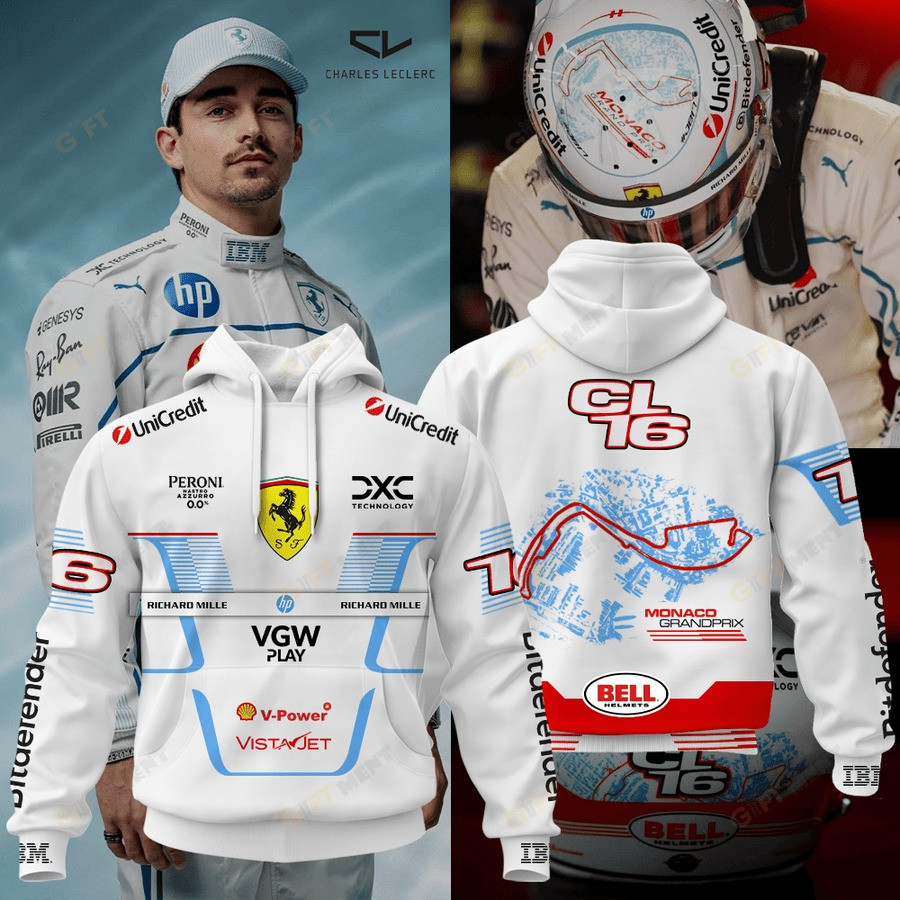 Charles Leclerc Monaco Grand Prix Hoodie Merch Apparel Gifts For Racing Lovers Fans-1