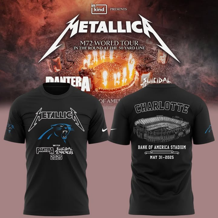 Charlotte Metallica 2025 T-Shirt M72 World Tour Bank Of America Stadium Merch-1 Charlotte Metallica 2025 T-Shirt M72 World Tour Bank Of America Stadium Merch-1