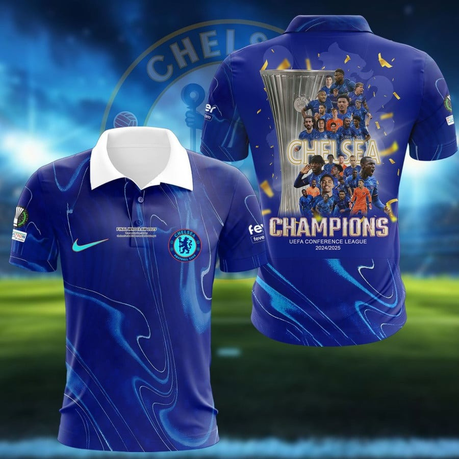 Chelsea Champion UEFA Conference League 2024 2025 Polo Shirt Chelsea Football Club Gifts-1 Chelsea Champion UEFA Conference League 2024 2025 Polo Shirt Chelsea Football Club Gifts-1