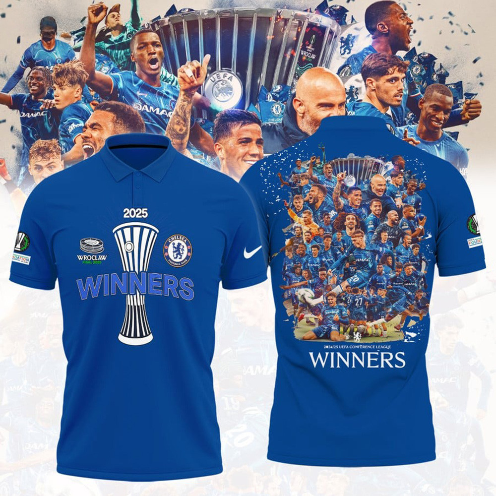 Chelsea F.C. UEFA League UECL Winners Champions 2025 Polo Shirt Chelsea Football Fan Gifts-1 Chelsea F.C. UEFA League UECL Winners Champions 2025 Polo Shirt Chelsea Football Fan Gifts-1