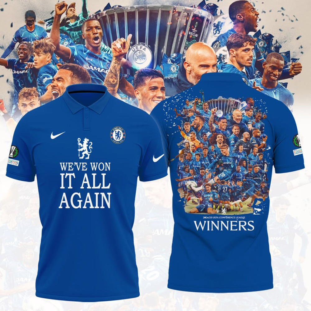 Chelsea F.C. UEFA League UECL Winners Champions 2025 Polo Shirt The Blues Gifts For Fans-1 Chelsea F.C. UEFA League UECL Winners Champions 2025 Polo Shirt The Blues Gifts For Fans-1