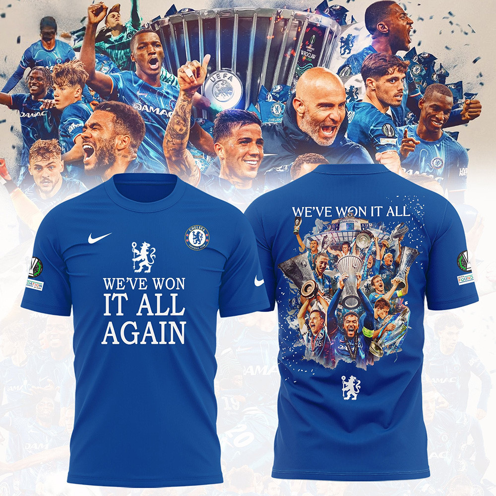 Chelsea F.C. UEFA League UECL Winners Champions 2025 T-Shirt The Blues Gifts For Fans-1