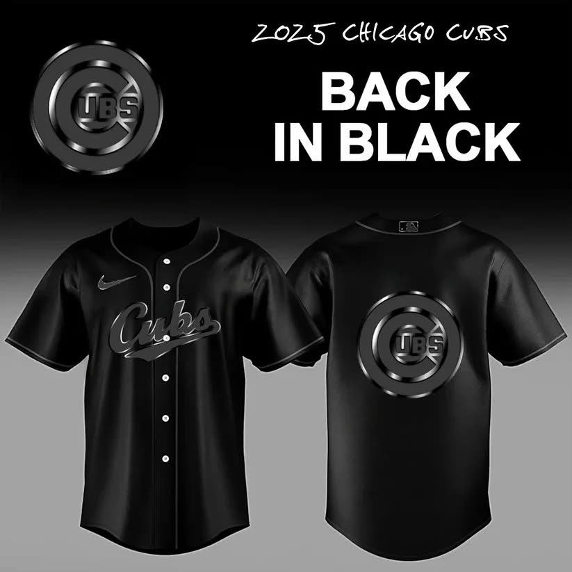 Chicago Cubs Back In Black Jersey 2025 MLB Merch Gifts For Cubs Fans Baseball Lovers-1