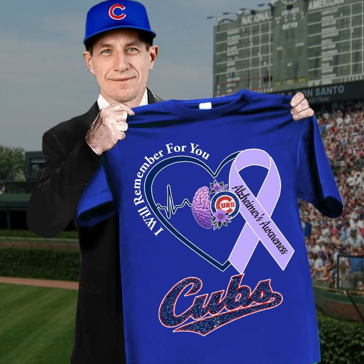 Chicago Cubs I Will Remember For You Alzheimer's Awareness Shirt Purple Ribbon Cubs Merch-1