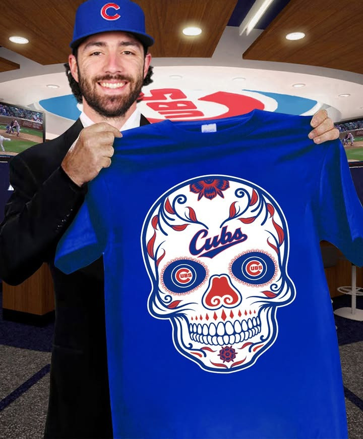 Chicago Cubs Mexican Sugar Skull T-Shirt Mexican Baseball Lover Gifts For Cubs Fans-1