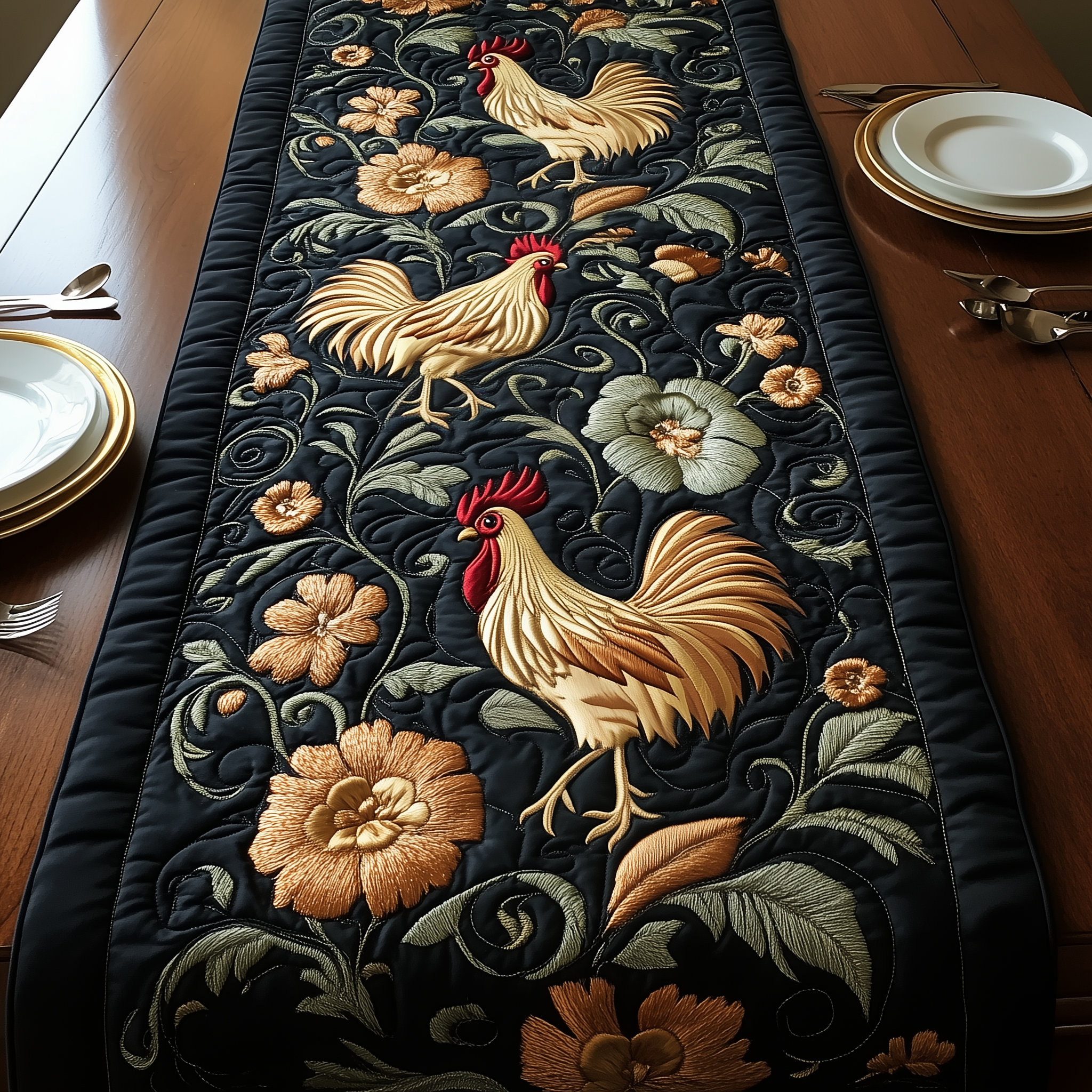 Chicken Quilted Table Runner Dining Table Christmas Cute Chicken Themed Gifts-1 Chicken Quilted Table Runner Dining Table Christmas Cute Chicken Themed Gifts-1