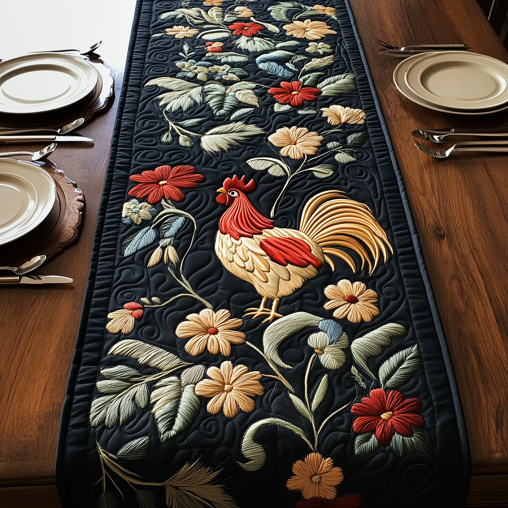Chicken Quilted Table Runner Modern Coffee Table Runner Decorations Gifts For Chicken Lovers-1 Chicken Quilted Table Runner Modern Coffee Table Runner Decorations Gifts For Chicken Lovers-1