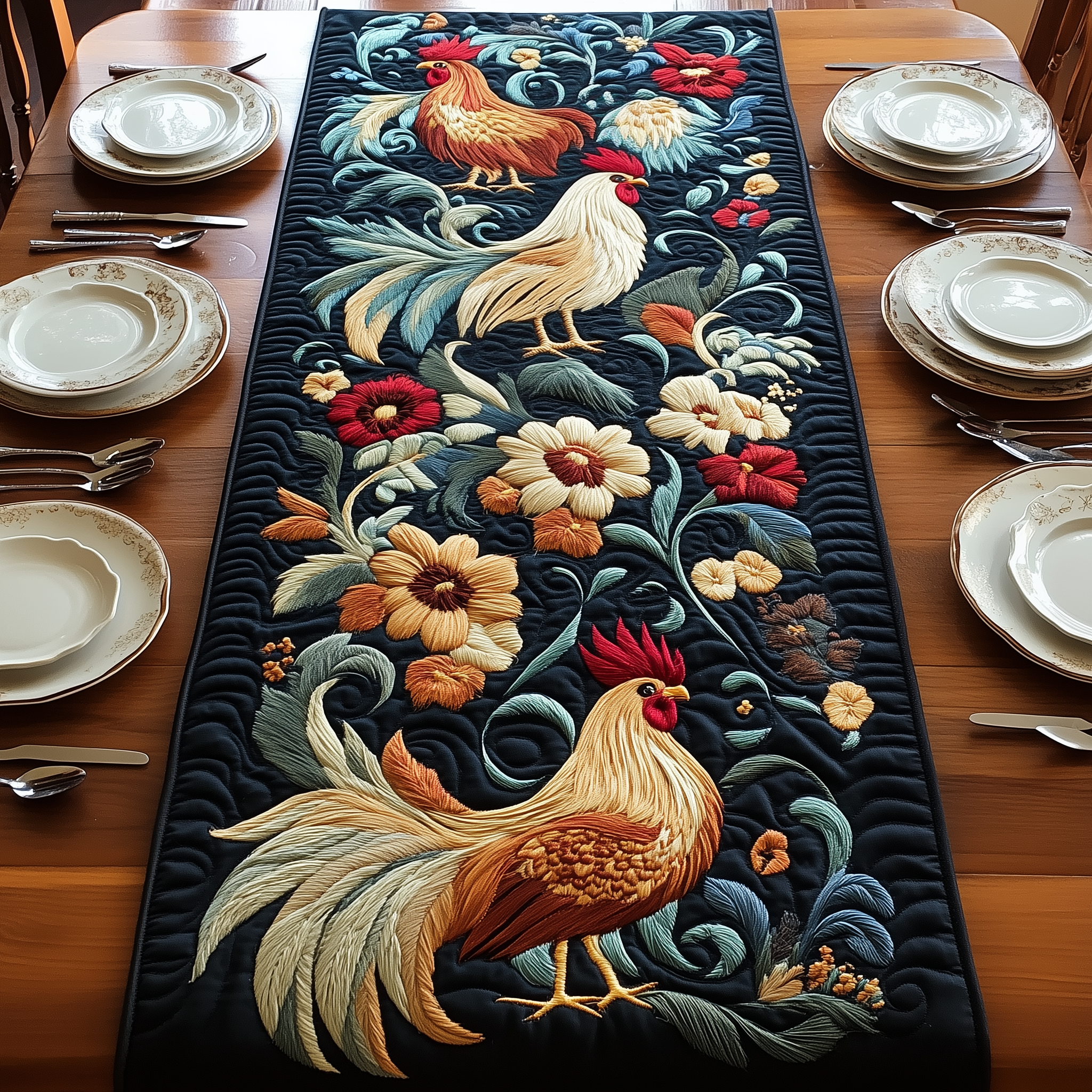 Chicken Quilted Table Runner Themed Gifts For People With Chickens-1