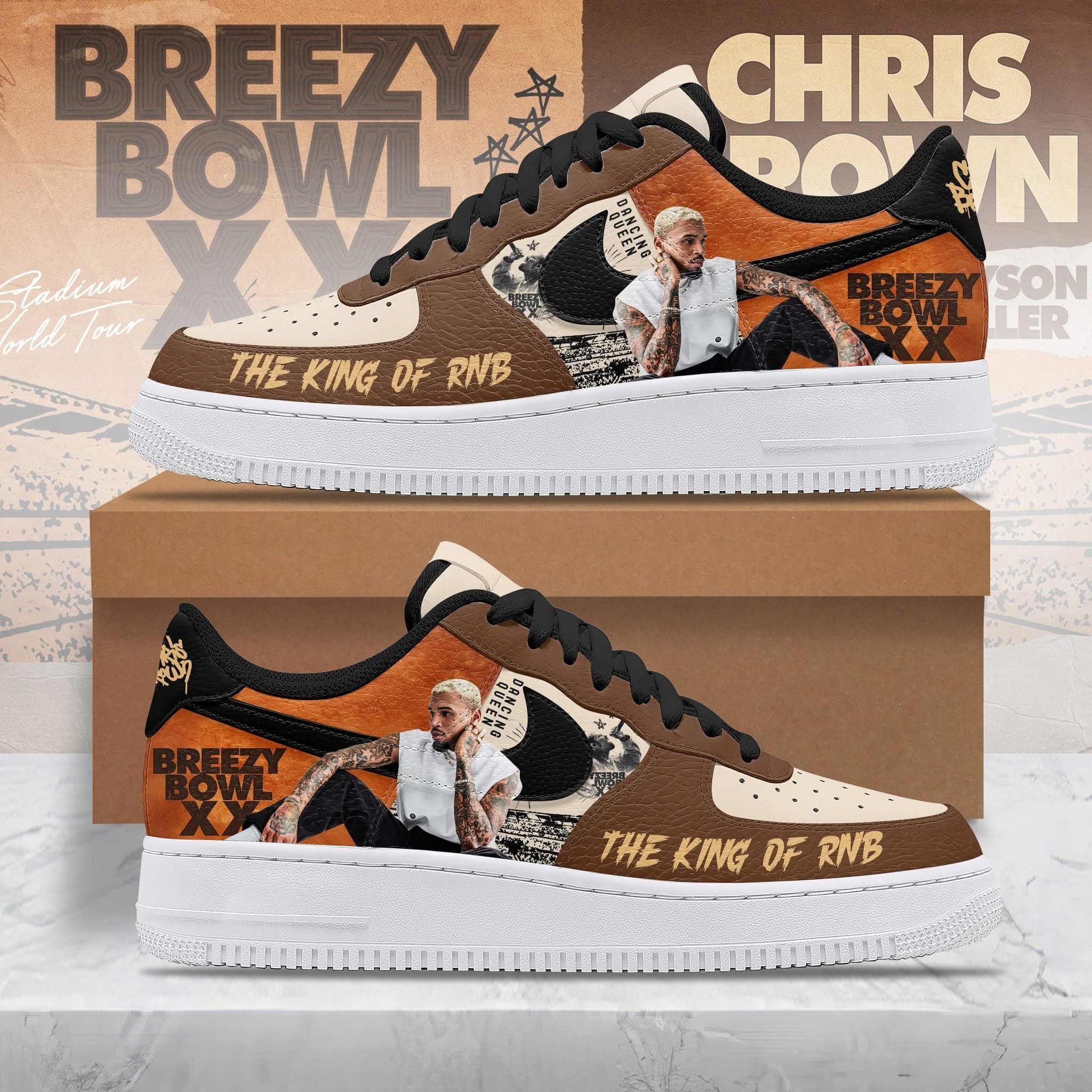 Chris Brown Breezy Bowl XX Air Force 1 Shoes Sneakers The King Of RNB Concert Tour Merch-1 Chris Brown Breezy Bowl XX Air Force 1 Shoes Sneakers The King Of RNB Concert Tour Merch-1