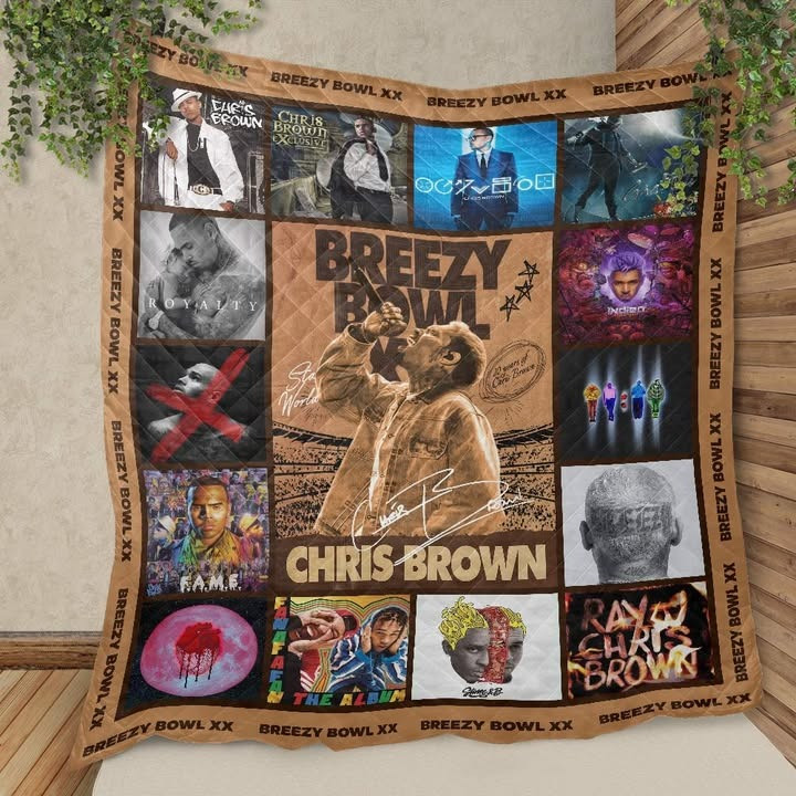 Chris Brown Breezy Bowl XX Tour Merch Quilted Blanket Merchandise Fan Gifts For Him-1