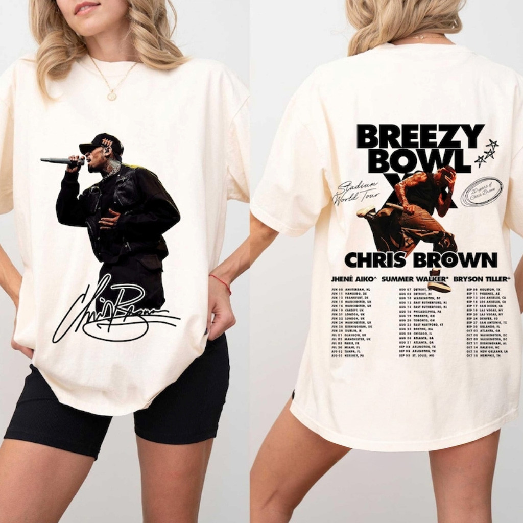 Chris Brown Breezy Bowl XX Tour T-Shirt 2025 Fan Merch Gifts For Music Lovers-1