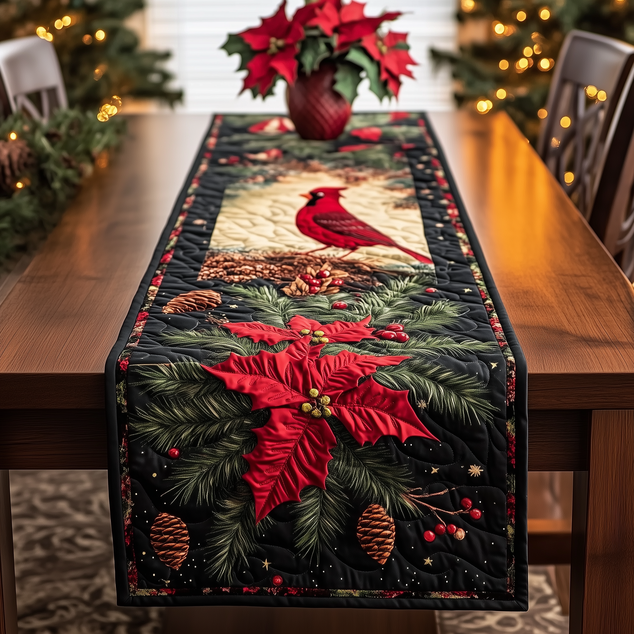 Christmas Cardinal Quilted Table RunnerModern Dining Holiday Table Christmas Gifts For Cardinal Lovers-1 Christmas Cardinal Quilted Table RunnerModern Dining Holiday Table Christmas Gifts For Cardinal Lovers-1