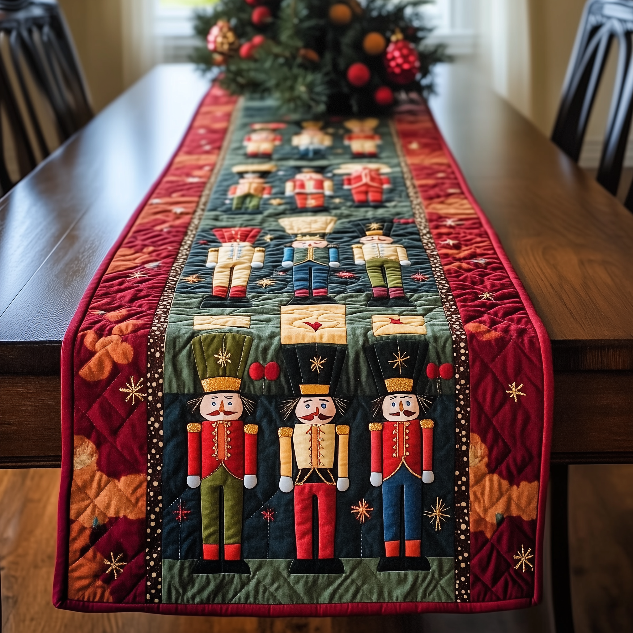Christmas Nutcracker Quilted Table Runner Decorations Dining Table Runner Nutcracker Man Themed Gifts-1 Christmas Nutcracker Quilted Table Runner Decorations Dining Table Runner Nutcracker Man Themed Gifts-1