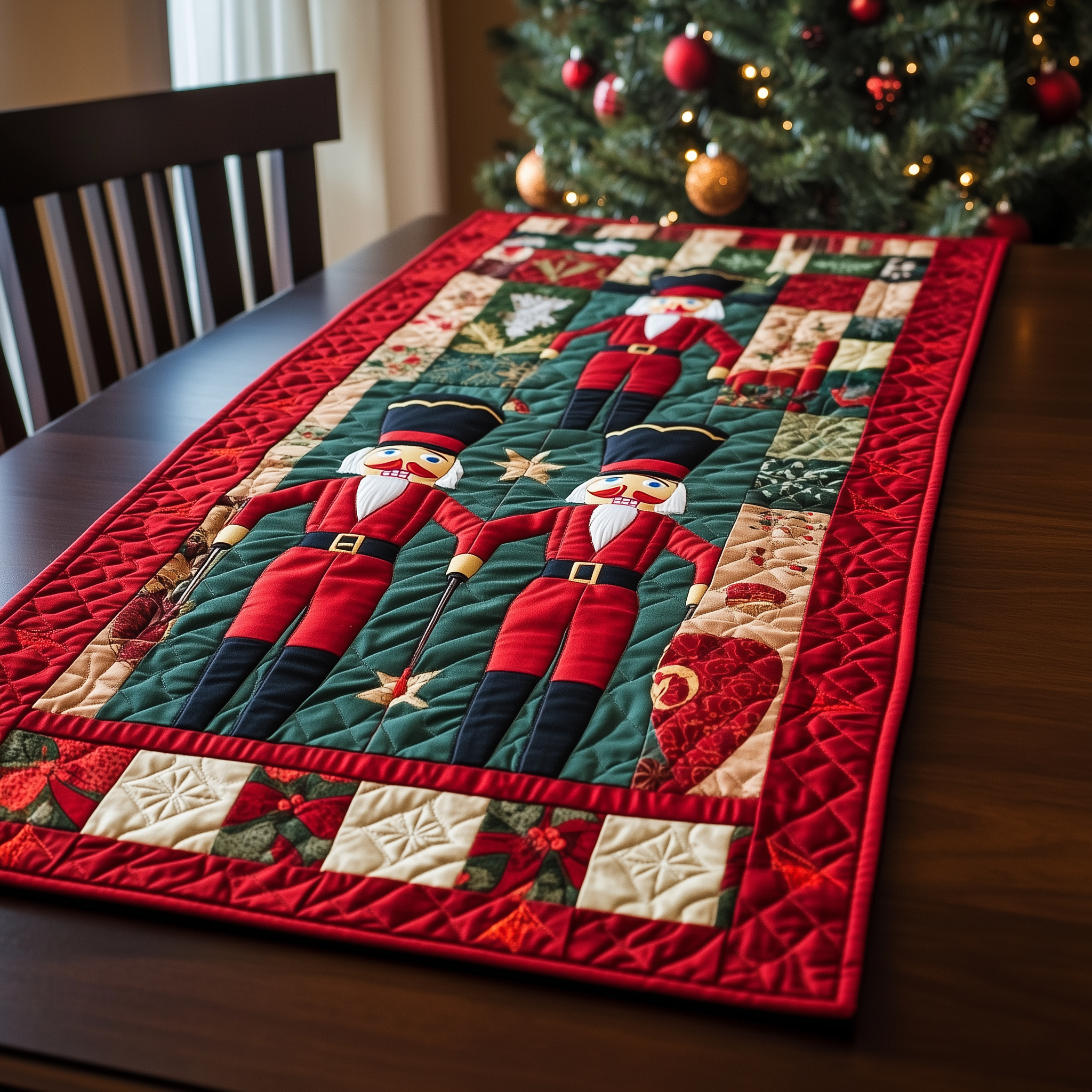 Christmas Nutcracker Quilted Table Runner Decorations Dining Table Runner Nutcracker Themed Gifts-1 Christmas Nutcracker Quilted Table Runner Decorations Dining Table Runner Nutcracker Themed Gifts-1