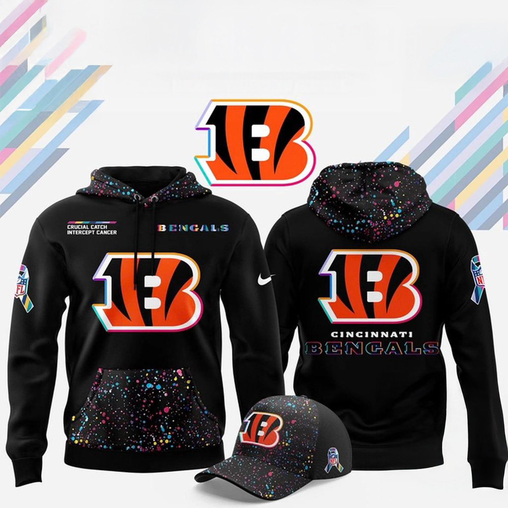Cincinnati Bengals NFL Crucial Catch 2025 Black Hoodie Cincinnati Bearcats Merch Gifts For Fans-1
