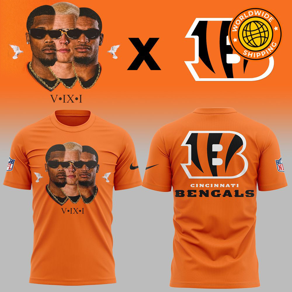 Cincinnati Bengals NFL Ja'Marr Chase Joe Burrow Tee Higgins V IX I Shirt Father's Day Gifts-1