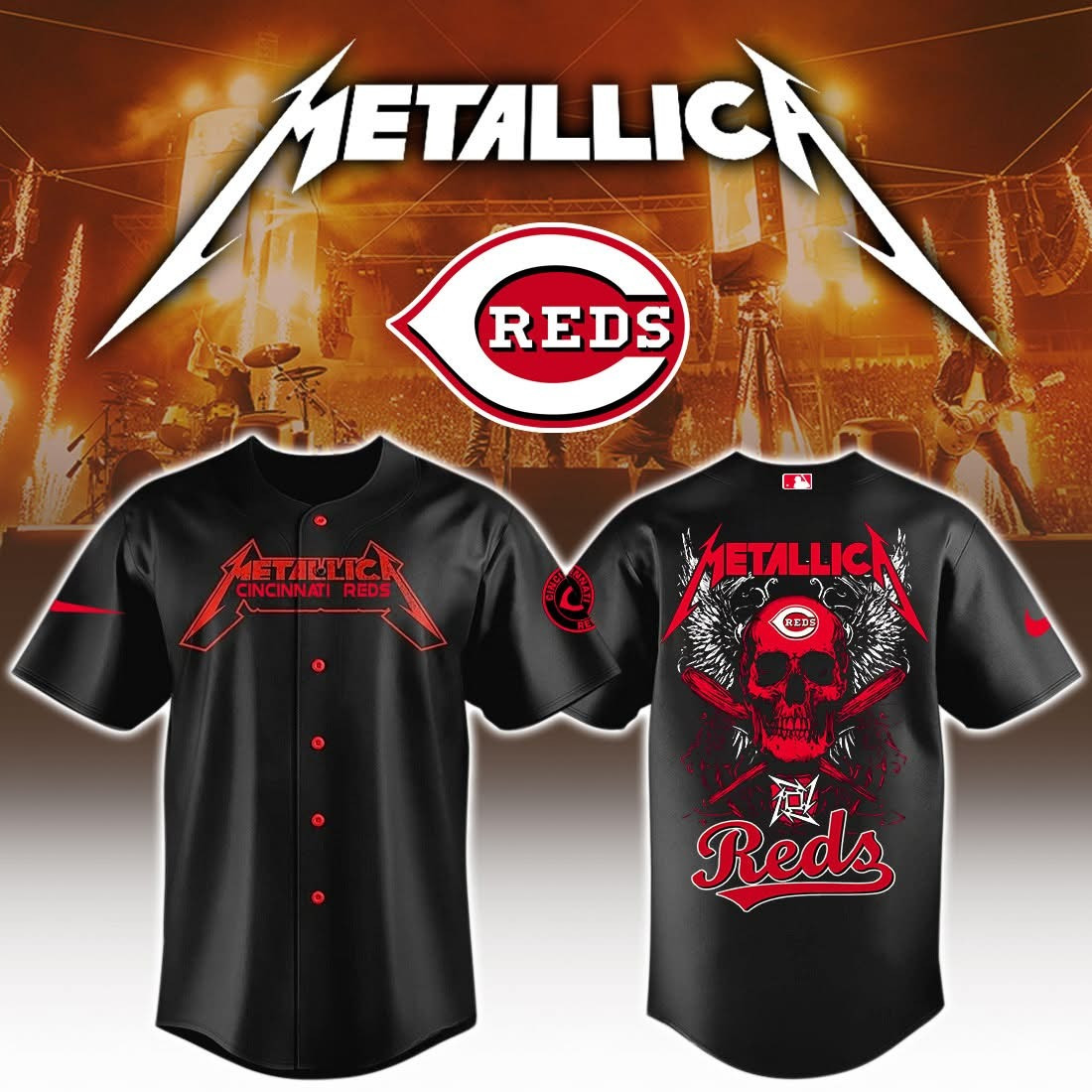 Cincinnati Reds X Metallica World Tour 2025 Jersey Fan Merch Concert Clothing-1 Cincinnati Reds X Metallica World Tour 2025 Jersey Fan Merch Concert Clothing-1