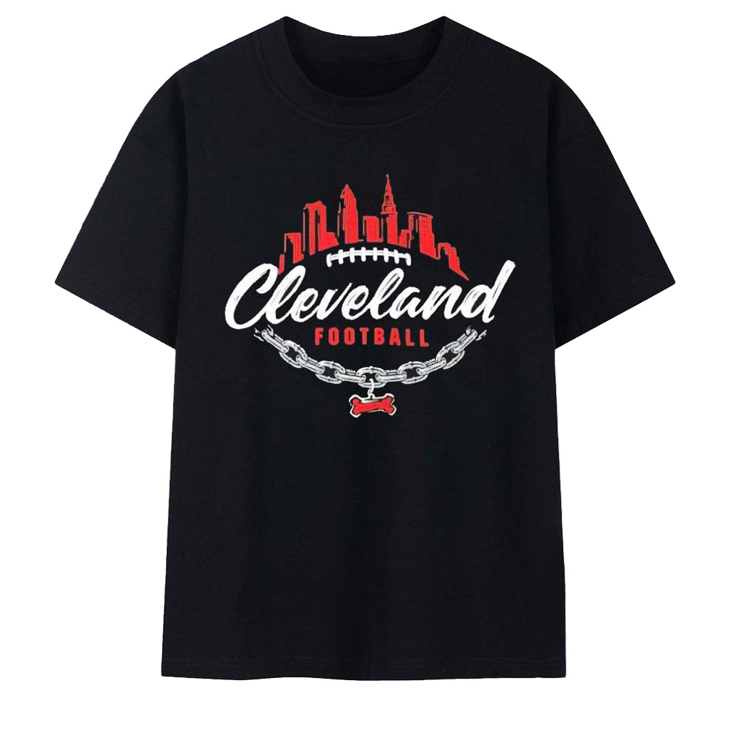 Cleveland Browns Merch Cleveland Football Skyline Chain T-Shirt Gifts For Friend-1