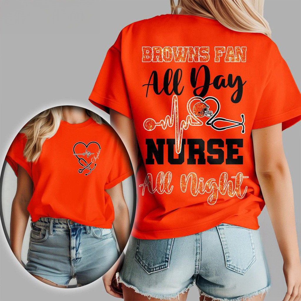 Cleveland Browns NFL All Day Nurse All Night Shirt Cleveland Browns Merch Gifts For Mom-1