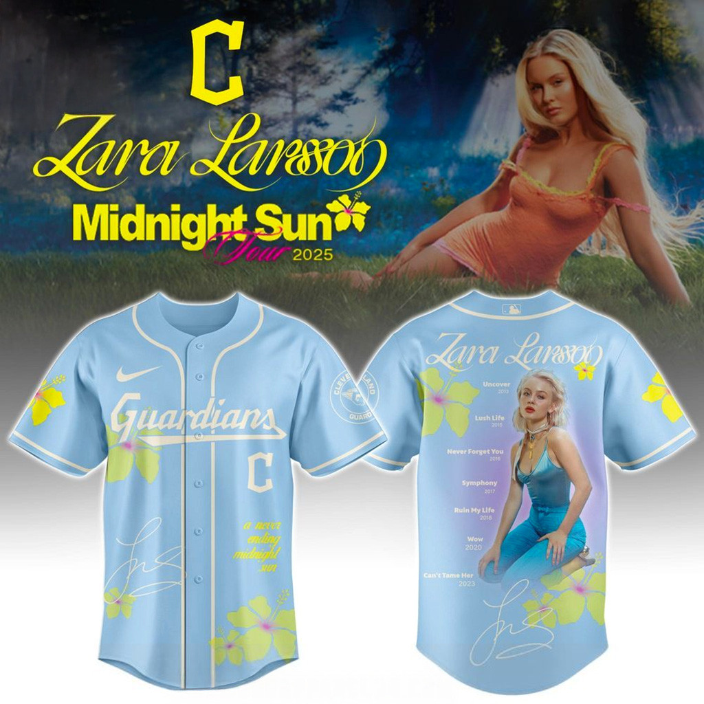 Cleveland Guardians x Zara Larsson Midnight Sun Tour 2025 Jersey Cleveland Guardians Merch-1 Cleveland Guardians x Zara Larsson Midnight Sun Tour 2025 Jersey Cleveland Guardians Merch-1