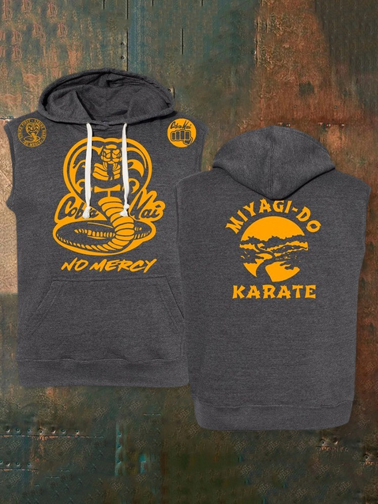 Cobra Kai No Mercy Miyagi-Do Karate Men's Hooded Tank Top Cobra Kai Merch Apparel Gifts-1
