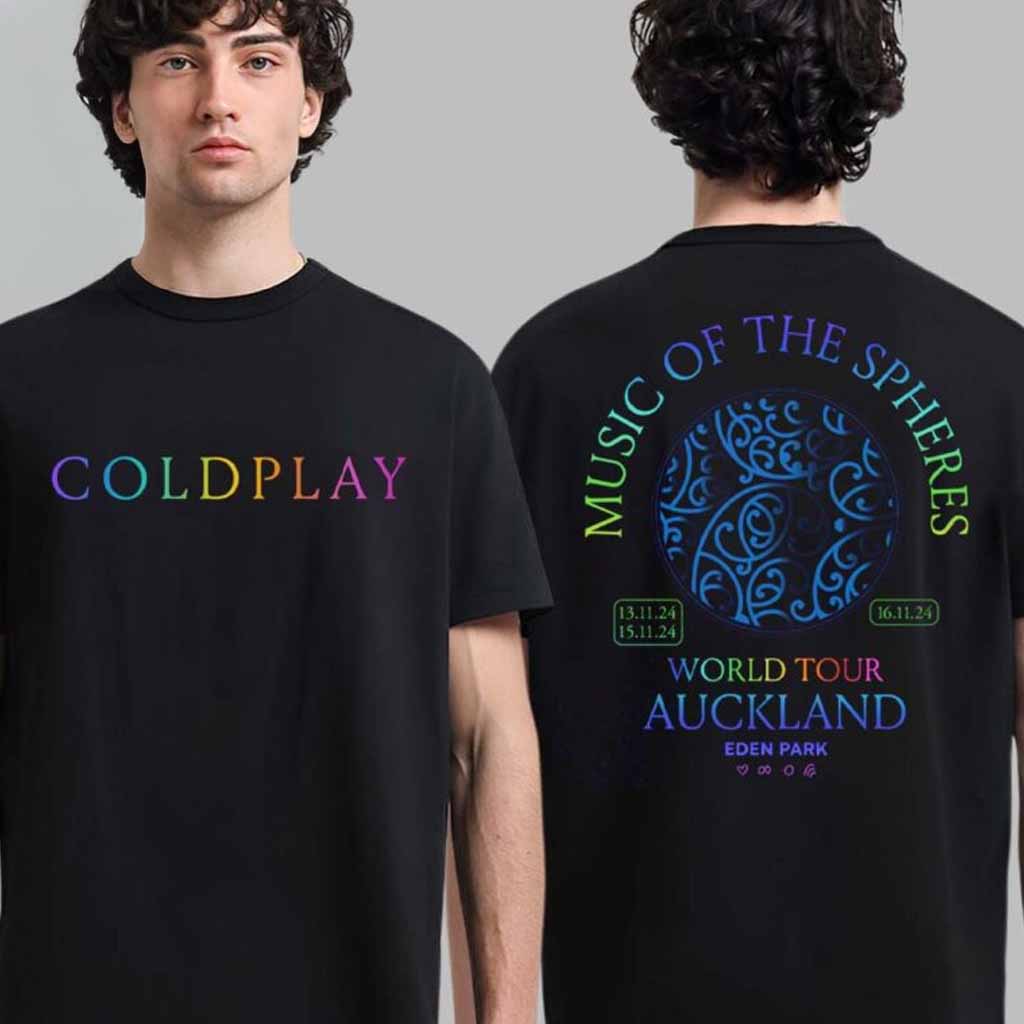 Coldplay Merch Music Of The Spheres World Tour Auckland At Eden Park On November 2024 T-Shirt-1 Coldplay Merch Music Of The Spheres World Tour Auckland At Eden Park On November 2024 T-Shirt-1