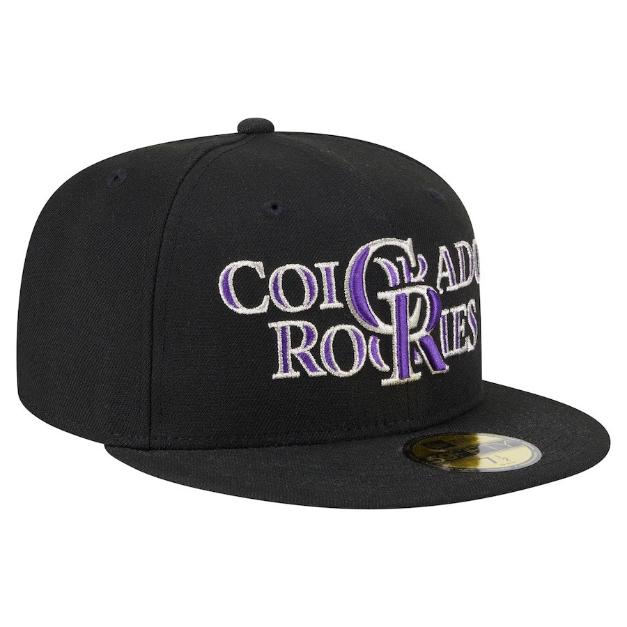 Colorado Rockies New Era Overlap Hat MLB 59FIFTY Fitted Cap Merch Gifts For Baseball Fans-1