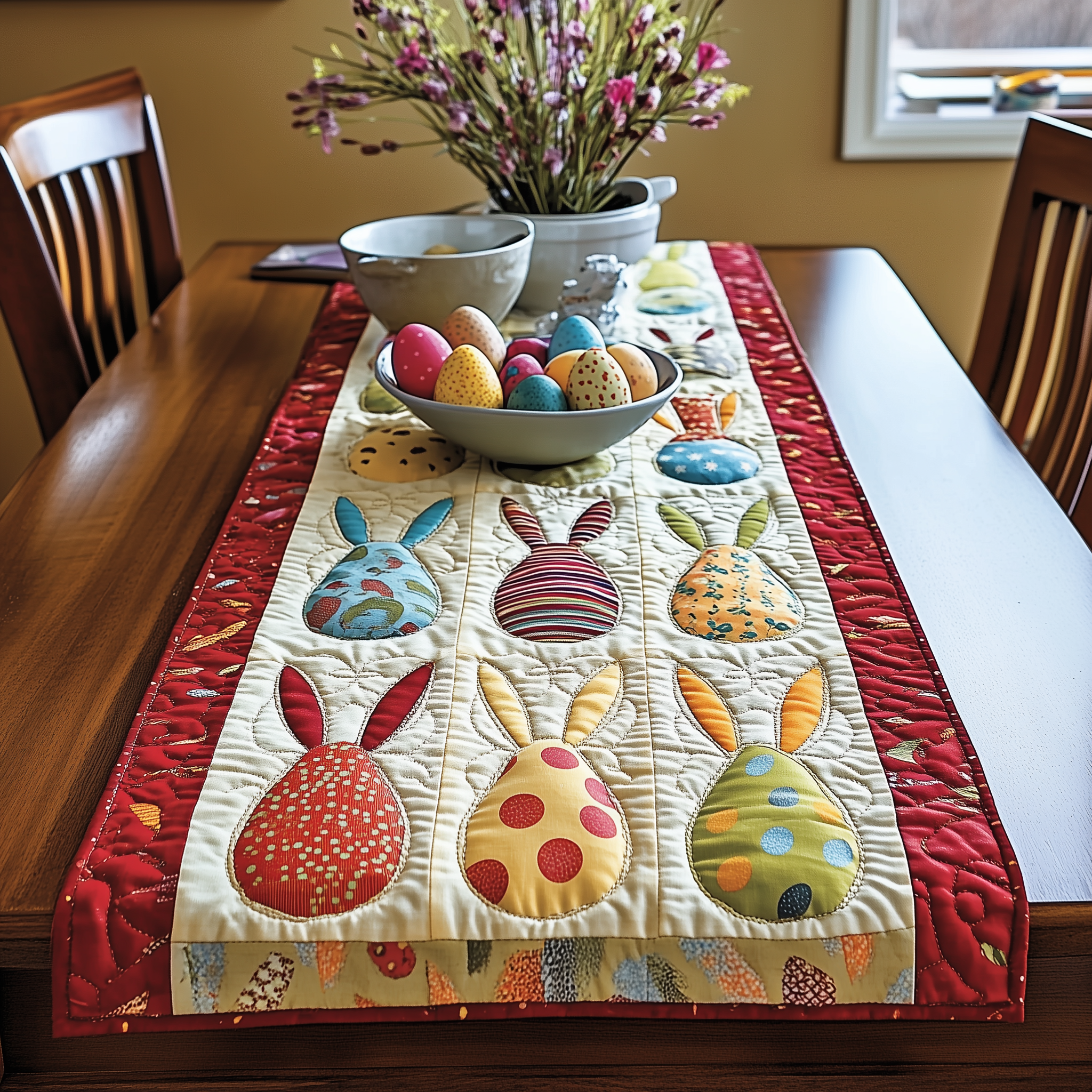 Colorburst Easter Eggs Quilted Table Runner Best Valentine Day Gifts 2025-1