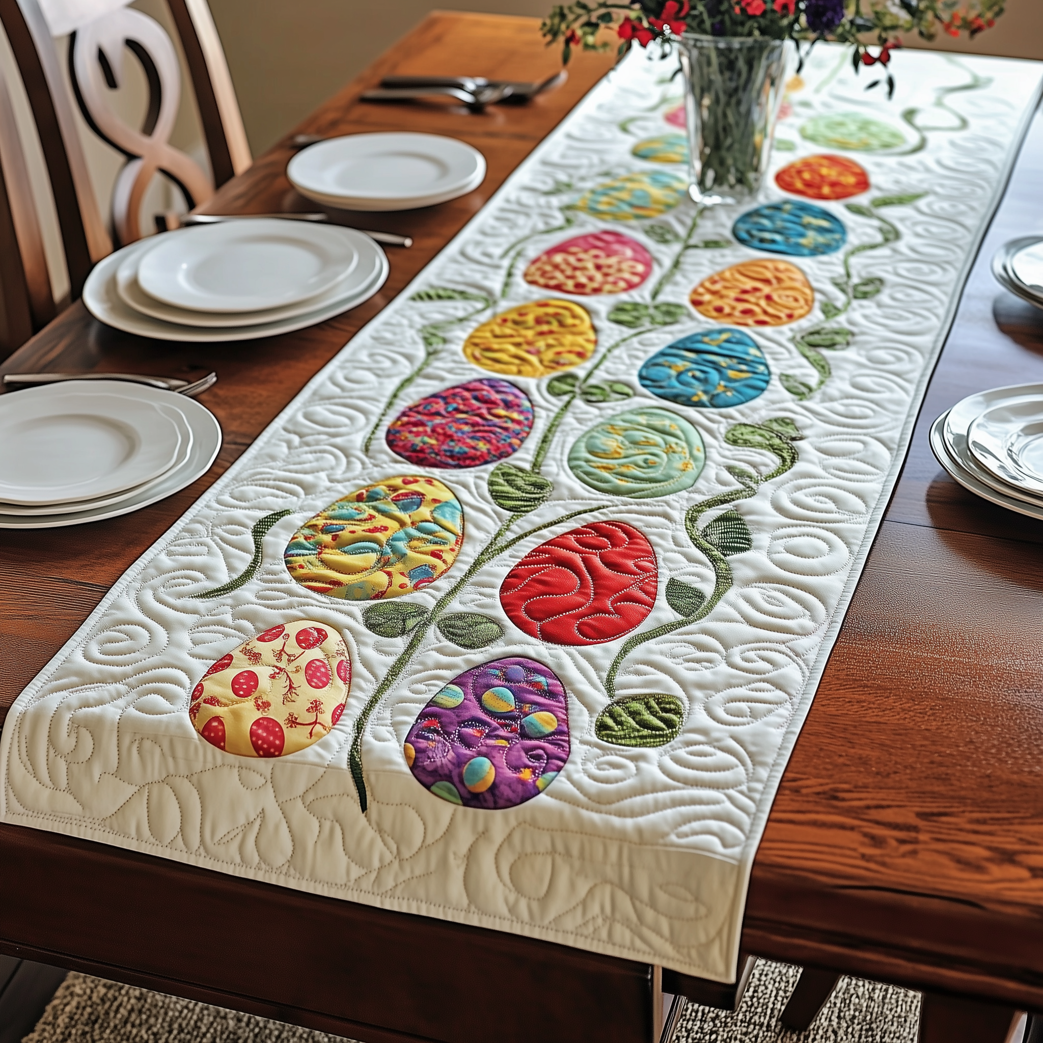 Colorburst Easter Eggs Quilted Table Runner Top Valentine Day Gifts 2025-1 Colorburst Easter Eggs Quilted Table Runner Top Valentine Day Gifts 2025-1