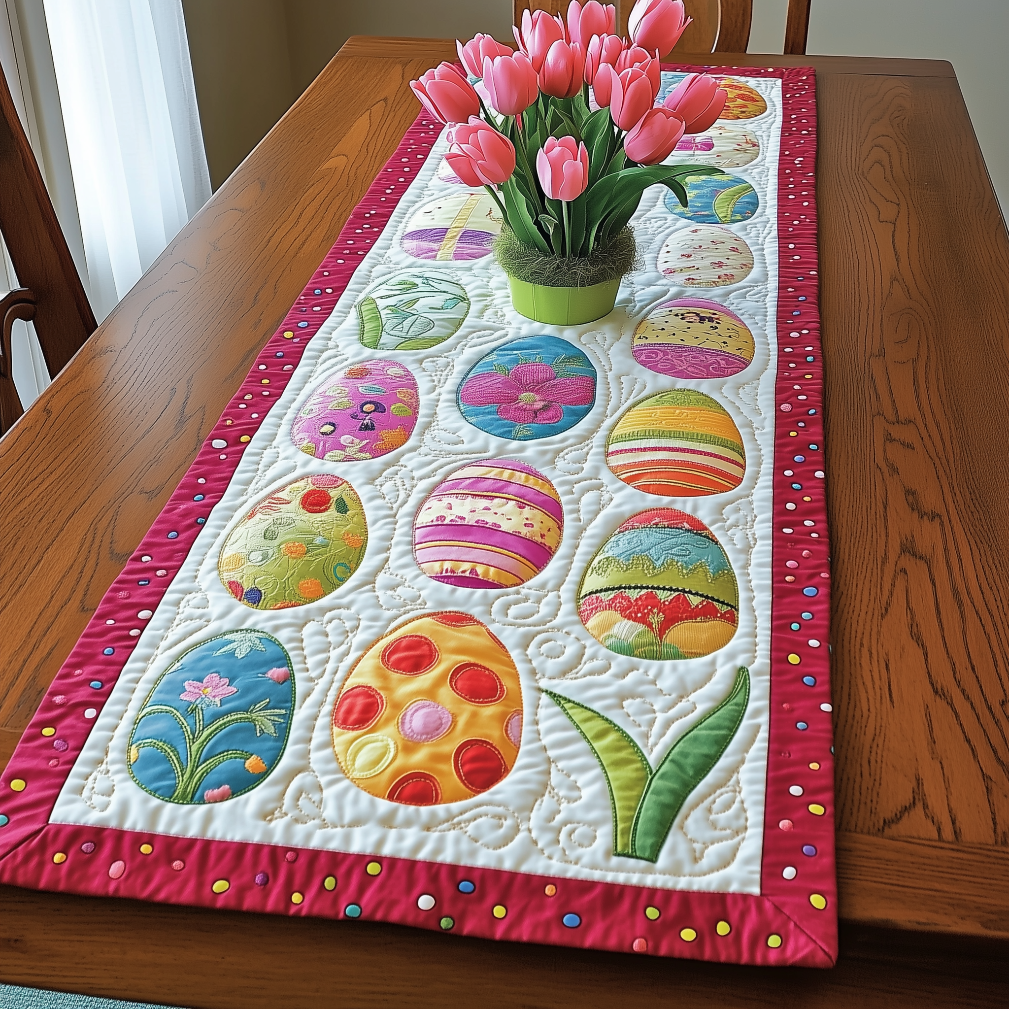 Colorburst Easter Eggs Quilted Table Runner Valentine Day Ideas For Family-1 Colorburst Easter Eggs Quilted Table Runner Valentine Day Ideas For Family-1