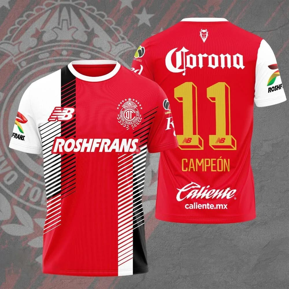 Corona Deportivo Toluca FC 2025 Clausura CAMPEONES T-Shirt Men's Merch Fan Clothing Gifts-1