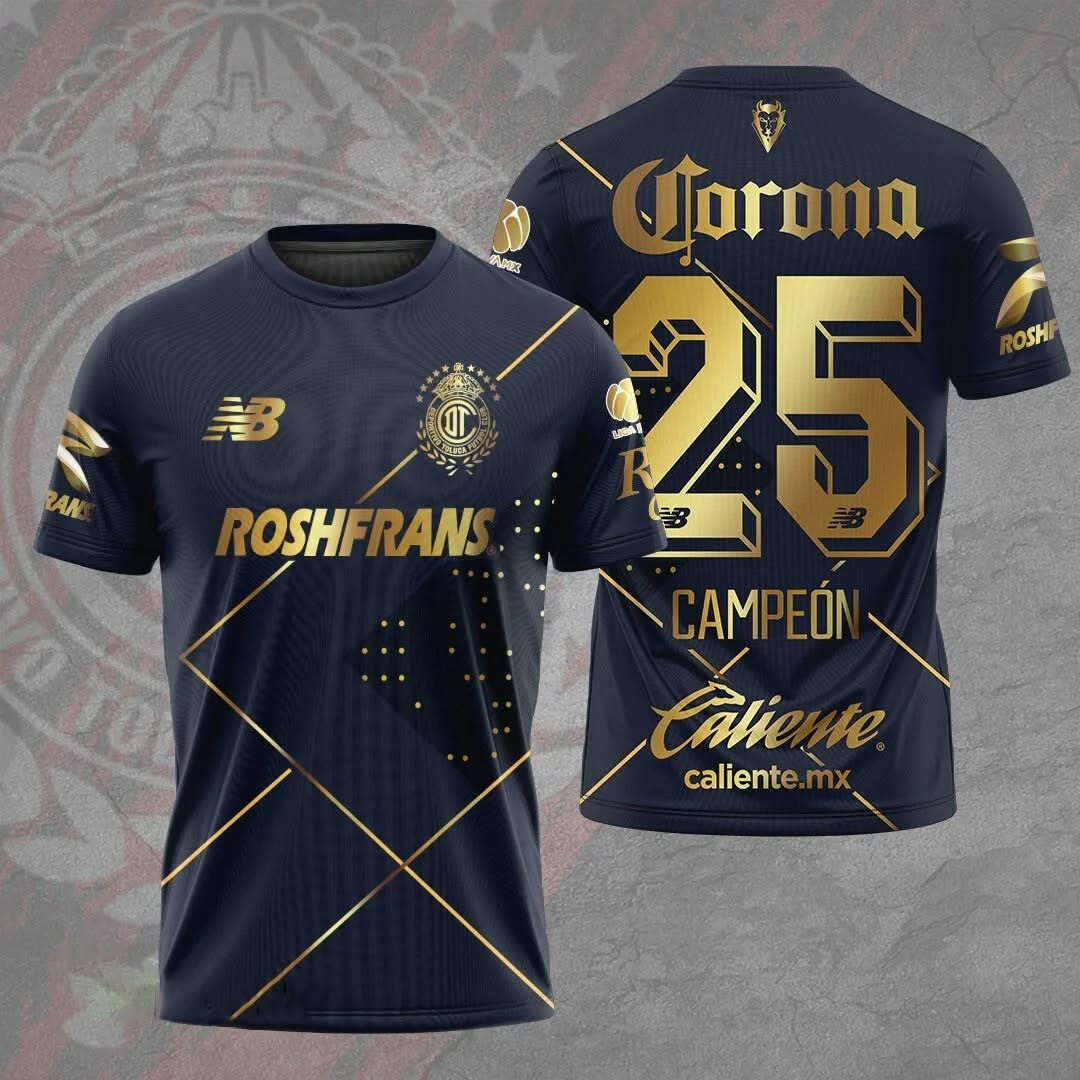 Corona Deportivo Toluca FC 2025 Clausura CAMPEONES T-Shirt Men's Merch Football Fan Gifts-1
