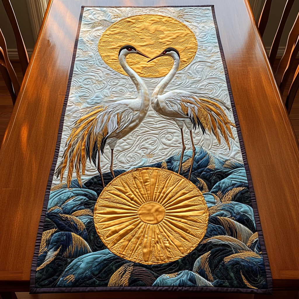Crane Quilted Table Runner Christmas Gifts For Couples Parents Ideas For Mom Dad-1 Crane Quilted Table Runner Christmas Gifts For Couples Parents Ideas For Mom Dad-1