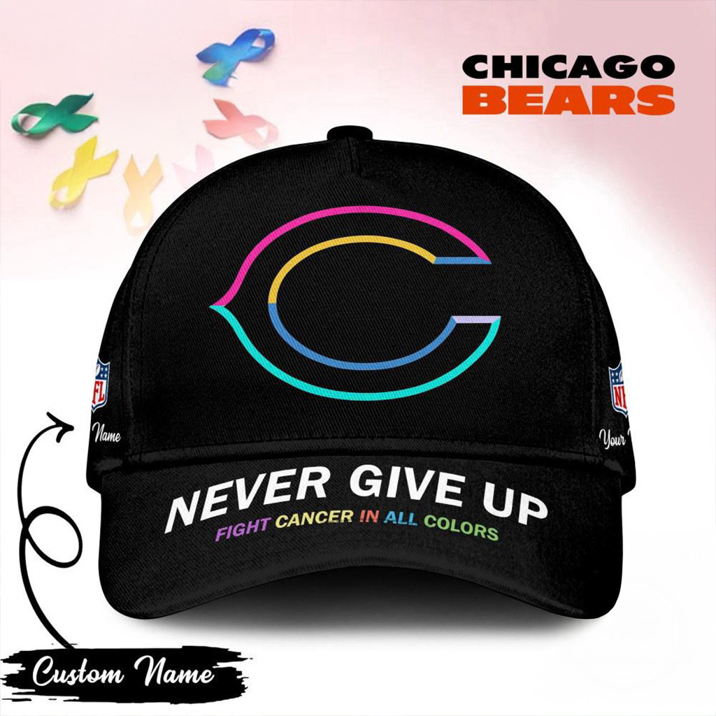 Custom Chicago Bears Never Give Up Fight Cancer In All Colors Hat Chicago Bears Merch For Fans-1
