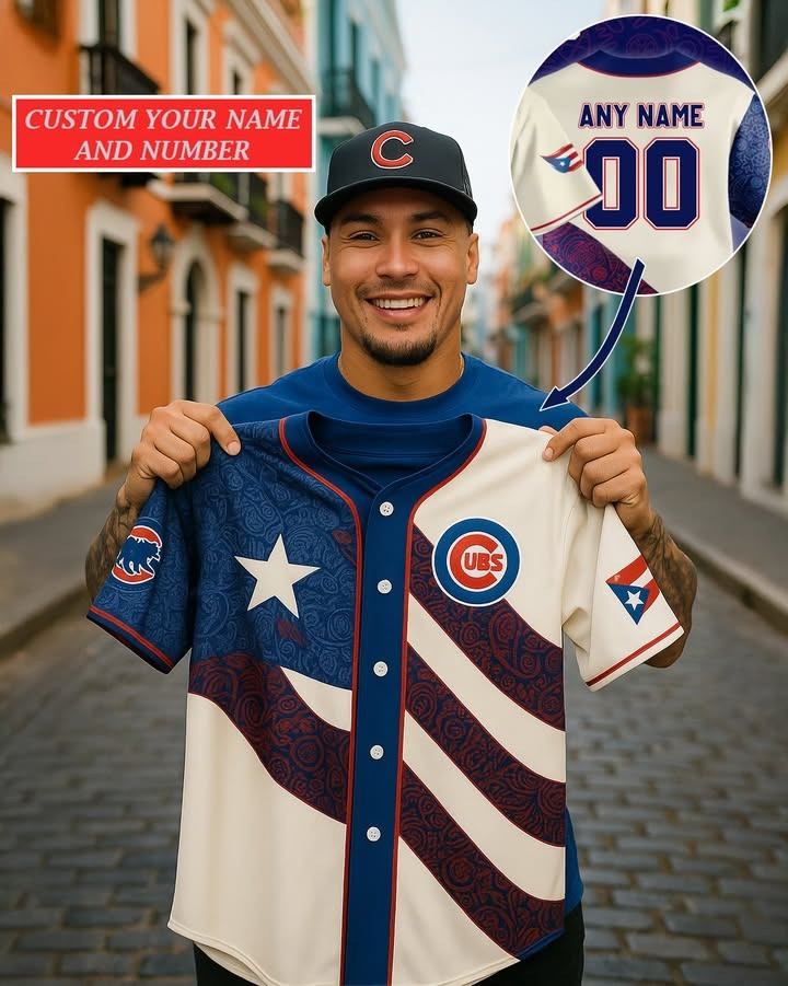 Custom Chicago Cubs x Puerto Rico Heritage Jersey Puerto Rican Cubs Fan Merch Gift Ideas-1