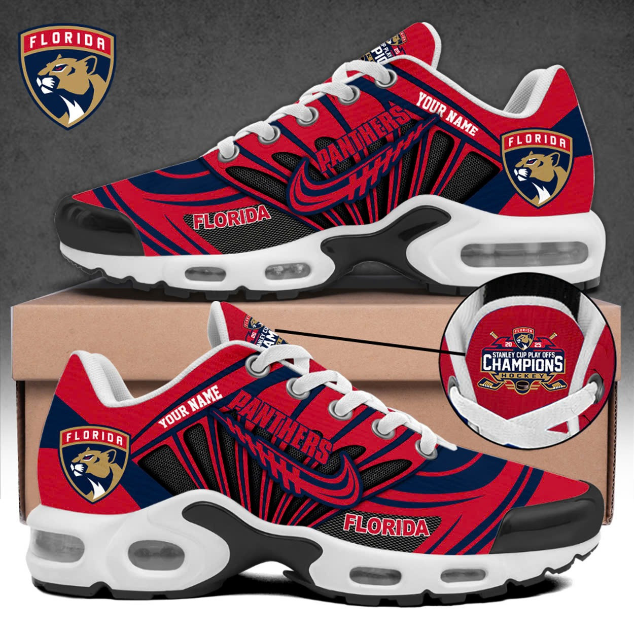 Custom Florida Panthers Stanley Cup Champions Merch 2025 Air Max Plus Shoes Hockey Fan Gear-1 Custom Florida Panthers Stanley Cup Champions Merch 2025 Air Max Plus Shoes Hockey Fan Gear-1