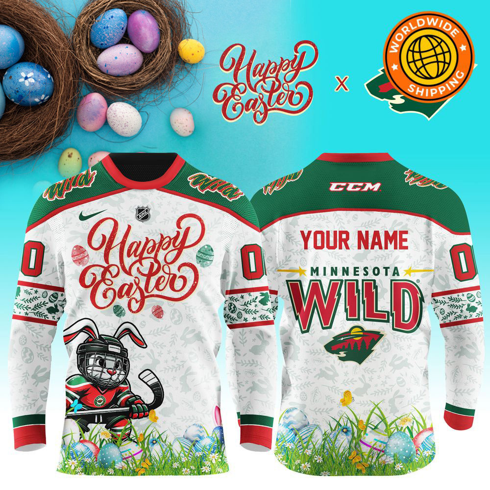 Custom Minnesota Wild NHL x Easter Day 2025 Long Sleeve Shirt NHL Merch Father's Day Gifts-1