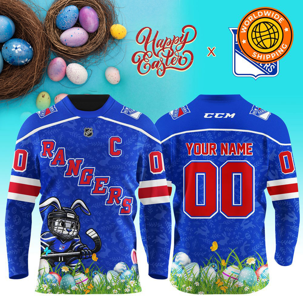 Custom New York Rangers NHL x Easter Day 2025 Long Sleeve Shirt Rangers Merch Gift For Husband-1