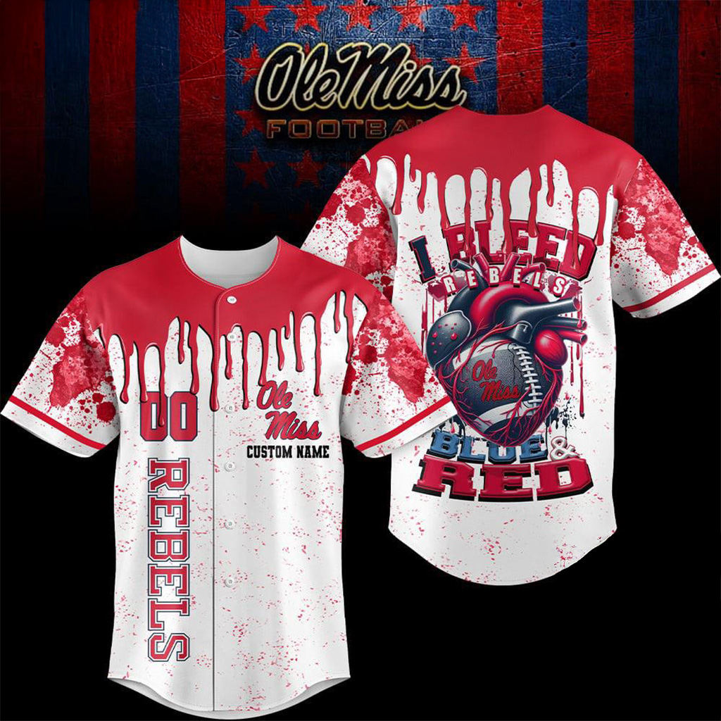 Custom Ole Miss Rebels NCAA I Bleed Baseball Jersey Rebels Merch Gift For Friend-1 Custom Ole Miss Rebels NCAA I Bleed Baseball Jersey Rebels Merch Gift For Friend
