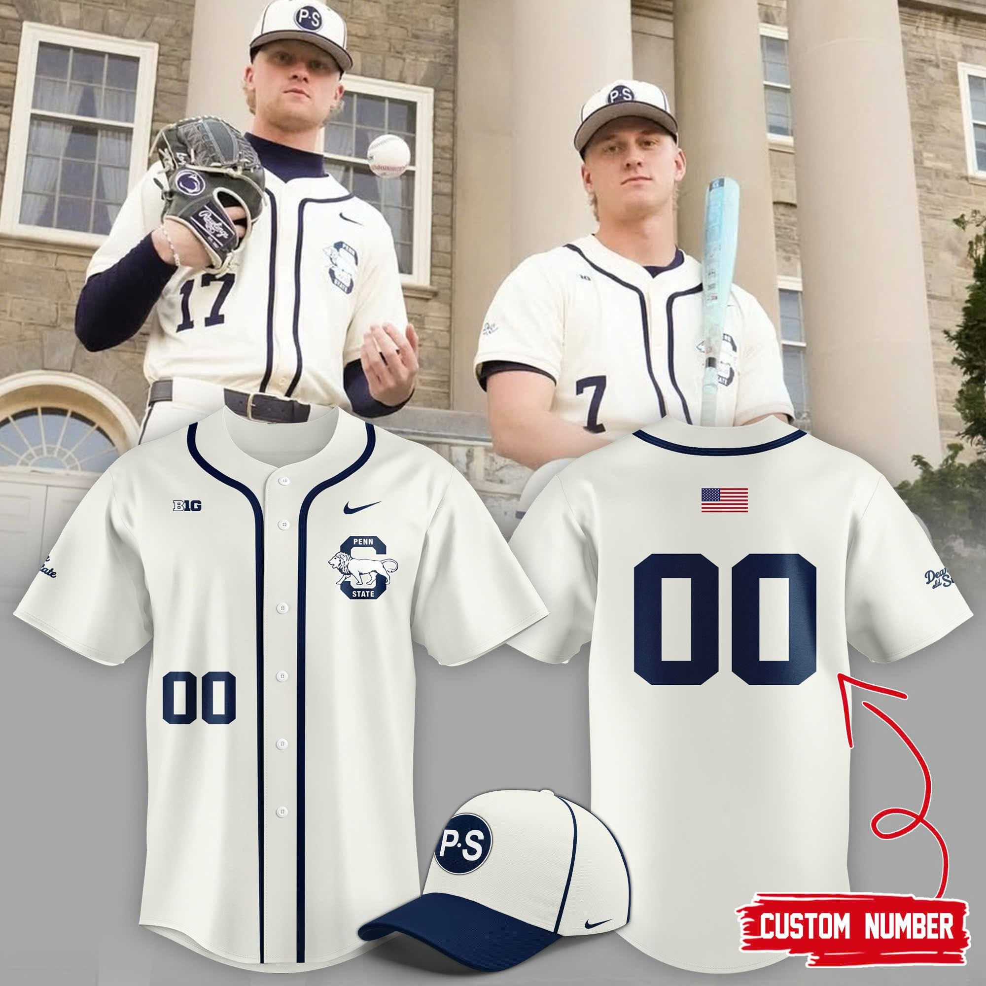 Custom Penn State Baseball Cream Jersey Penn State Nittany Lions Merch Fan Gifts-1 Custom Penn State Baseball Cream Jersey Penn State Nittany Lions Merch Fan Gifts-1