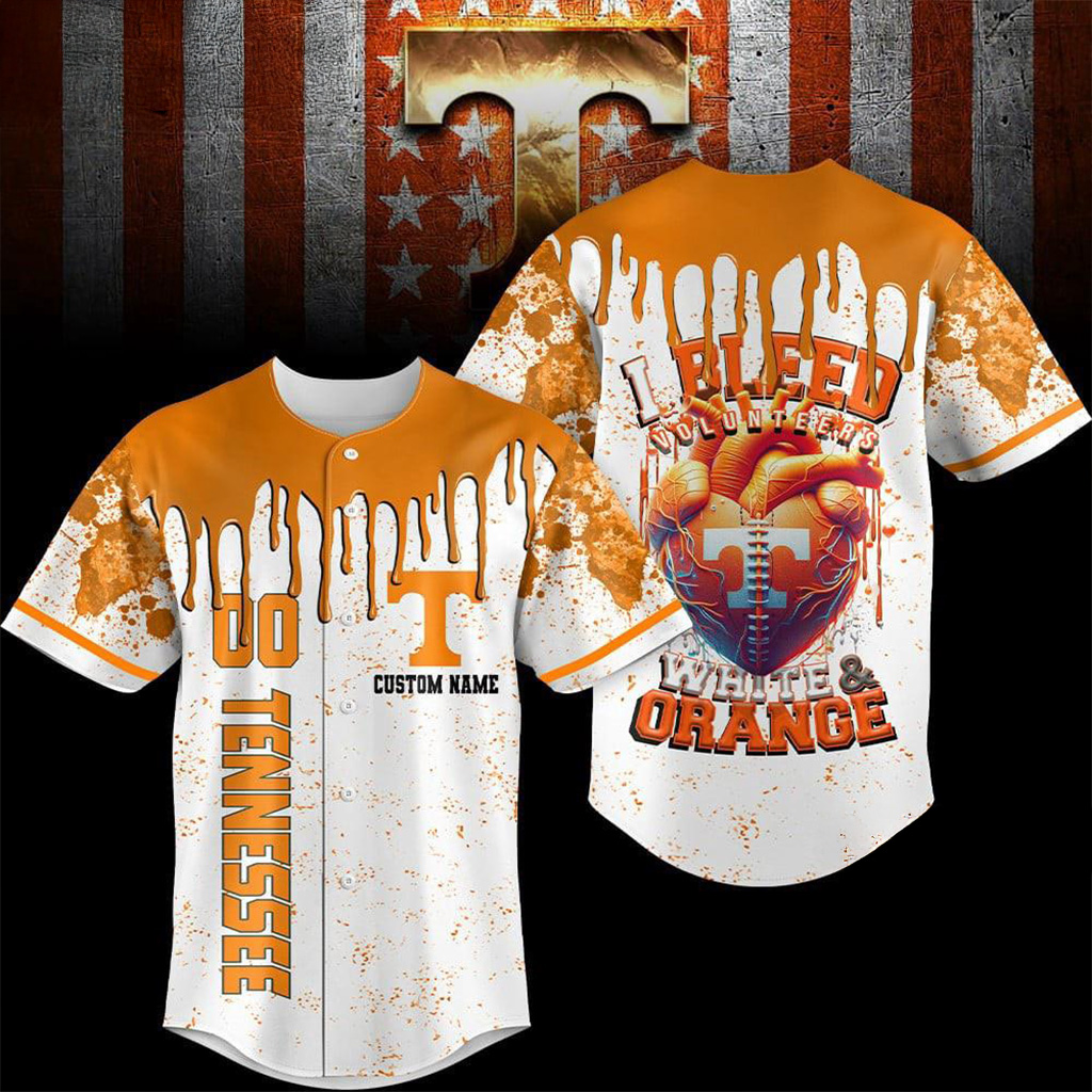 Custom Tennessee Volunteers NCAA I Bleed Baseball Jersey Volunteers Merch Gift For Friend-1 Custom Tennessee Volunteers NCAA I Bleed Baseball Jersey Volunteers Merch Gift For Friend