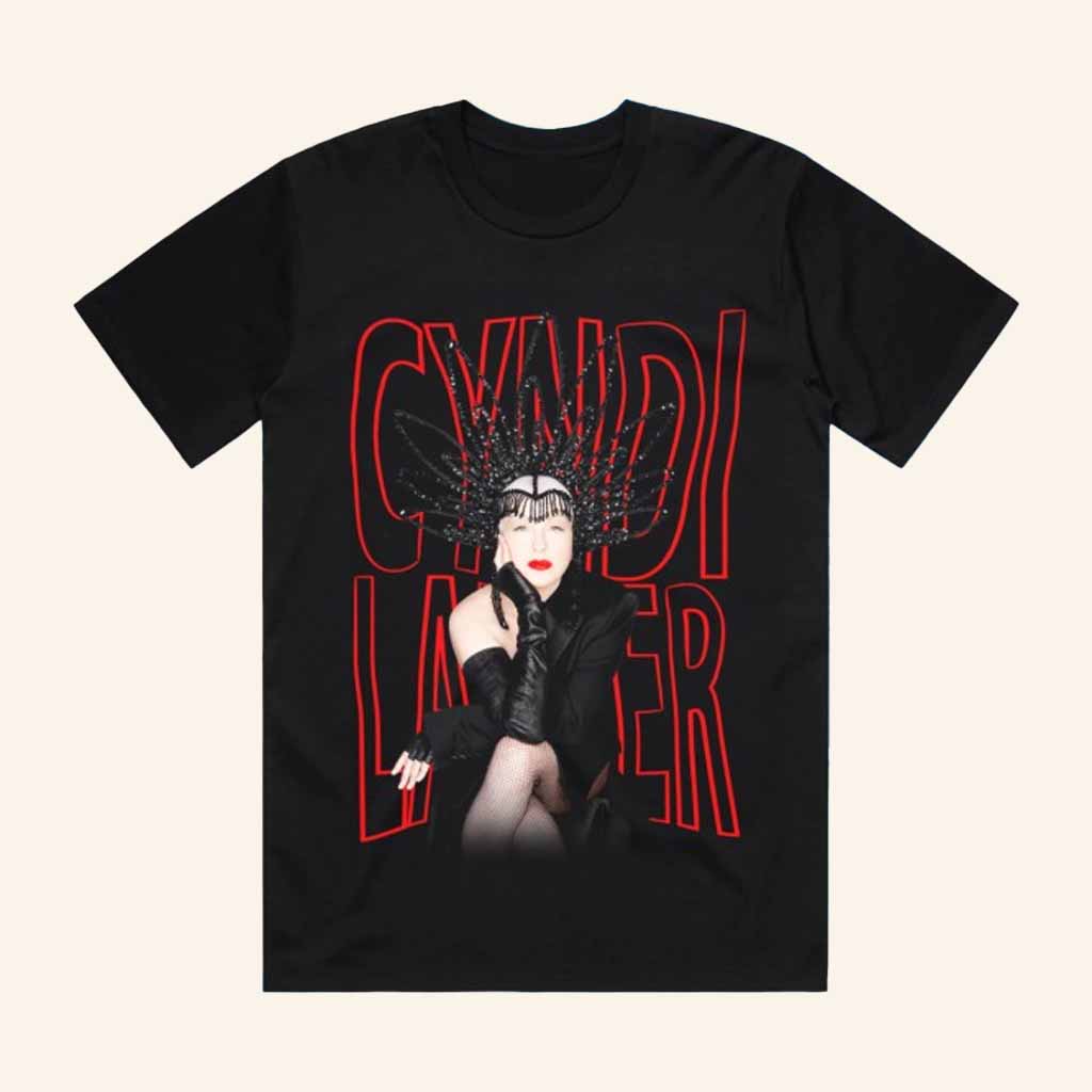 Cyndi Lauper Merch Black Photo T-Shirt Unique Gifts For Music Lovers-1 Cyndi Lauper Merch Black Photo T-Shirt Unique Gifts For Music Lovers-1