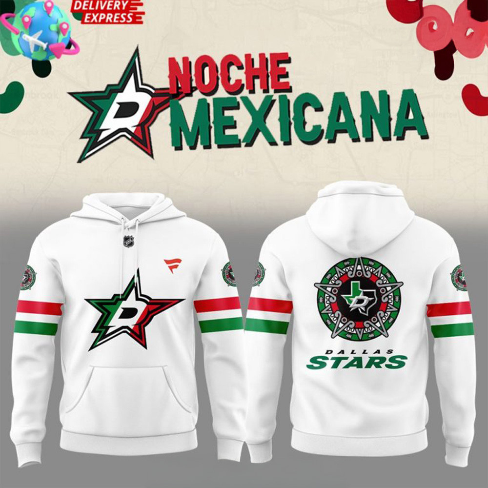 Dallas Stars Noche Mexicana Special White Hoodie Dallas Stars Merch Father's Day Gifts-1 Dallas Stars Noche Mexicana Special White Hoodie Dallas Stars Merch Father's Day Gifts-1