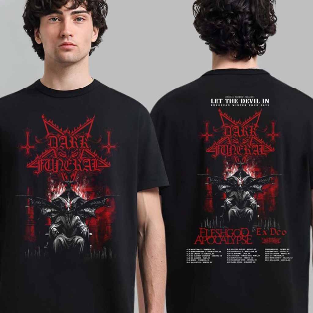 Dark Funeral Let The Devil In European Winter Tour 2025 Schedule Tour Date T-Shirt  Gifts For Boyfriend-1