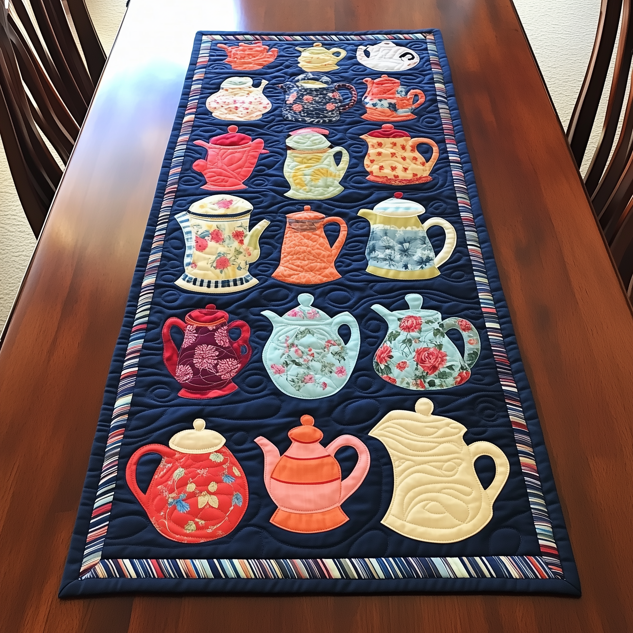 Darling Teapots Quilted Table Runner Decorations Themed Merchandise Tea Holiday Gifts-1 Darling Teapots Quilted Table Runner Decorations Themed Merchandise Tea Holiday Gifts-1